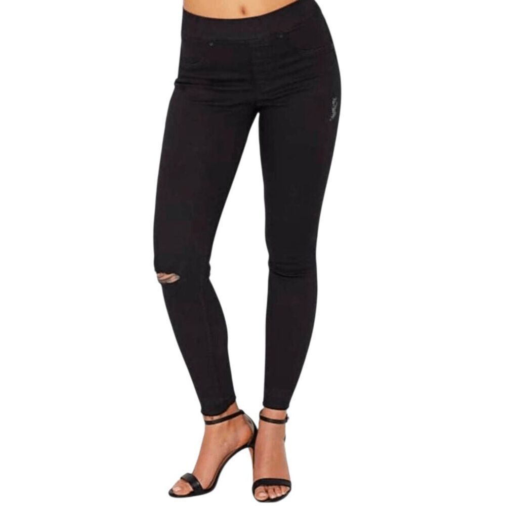 SPANX Distressed Vintage Skinny Jeans In Black Size Large